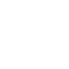 White gear icon - accounting services for tech-savvy creatives and process optimization for creative businesses